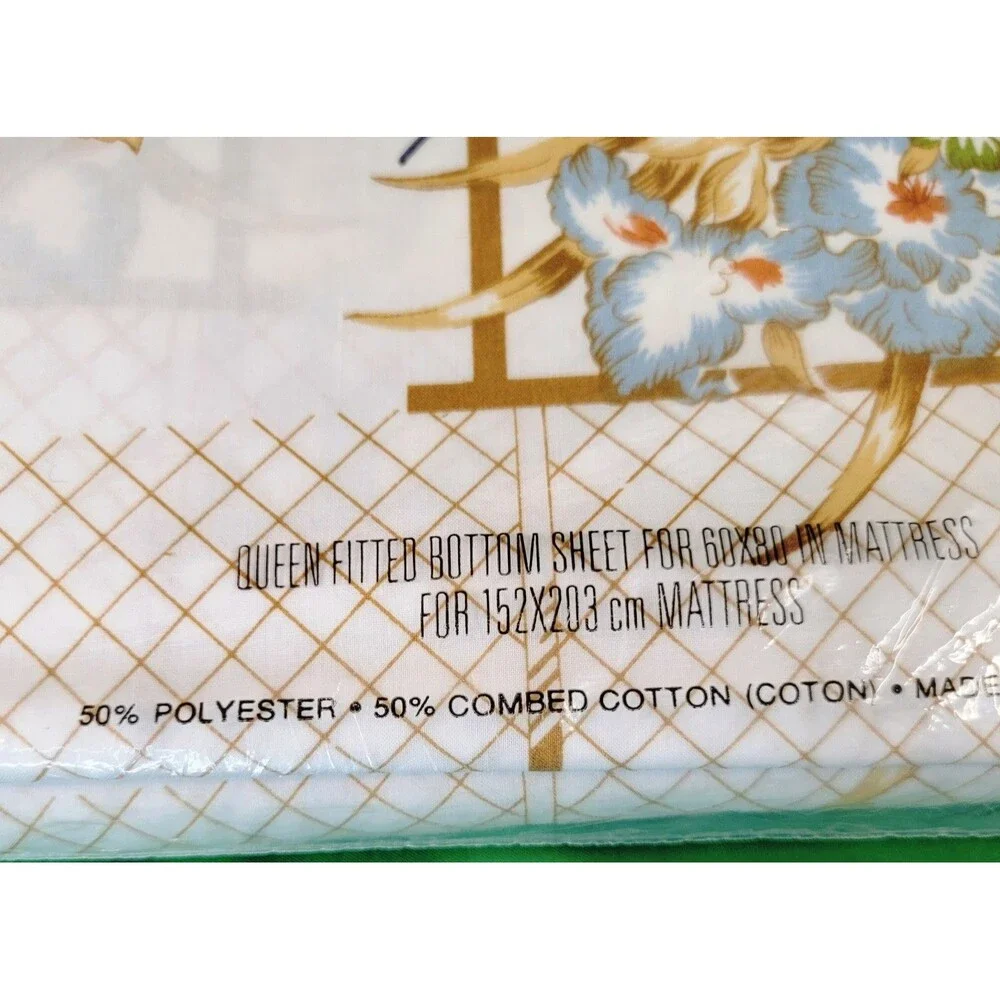 Cannon Monticello Queen Fitted & Flat Sheets Floral Window Garden Multicolor NEW